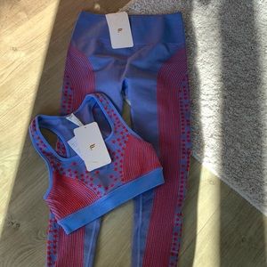 Women’s Red and Blue Workout Set